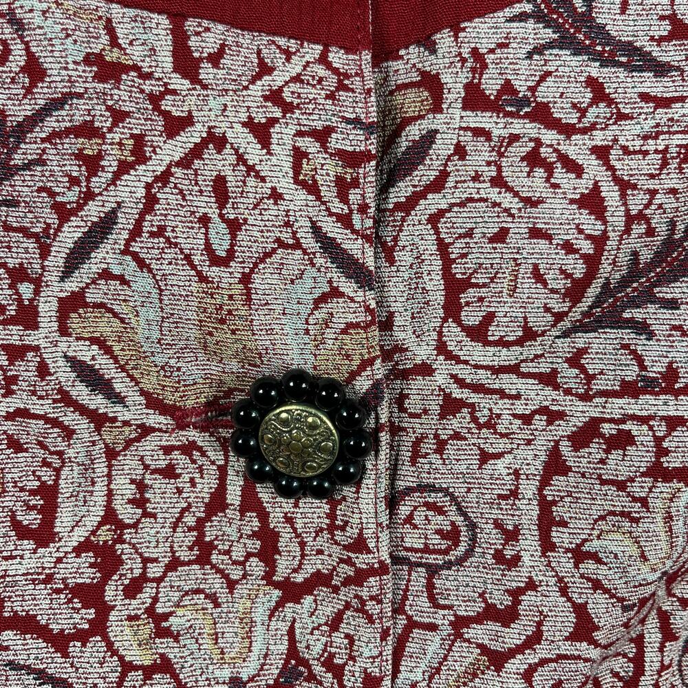 Marsha Brander Componix Tapestry Blazer Jacket Womens 12 Red Floral Jacquard NEW - Picture 3 of 9